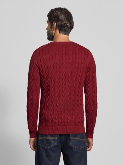 Gant Strickpullover mit gerippten Abschlüssen Bordeaux 5
