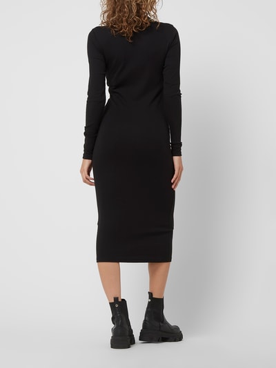 Minimum Midi-jurk met ribstructuur, model 'Ressy' Zwart - 4