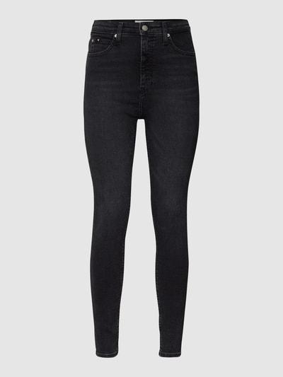 Calvin Klein Jeans Skinny fit jeans met labelpatch van leer Zwart - 2