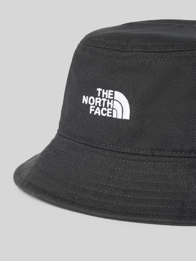 Produktfoto, Bucket Hat mit Label-Stitching von The North Face, mieszanka bawełny, wyhaftowane logo, ozdobne szwy, kolor czarny, faktura gładka