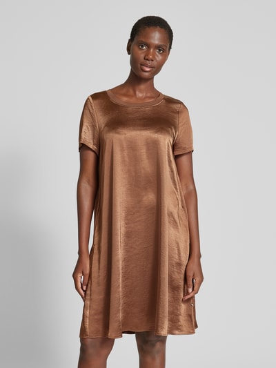 ROBE LÉGÈRE Knielanges Kleid mit geripptem Rundhalsausschnitt Cognac 4