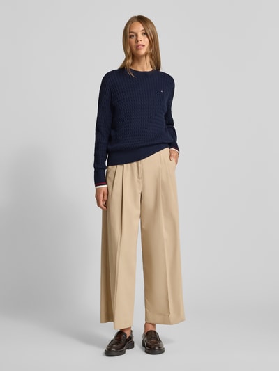 Tommy Hilfiger Regular fit pullover met kabelpatroon Marineblauw - 1