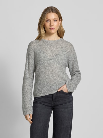 MOS MOSH Gebreide pullover met ronde hals, model 'Mape' Middengrijs gemêleerd - 4