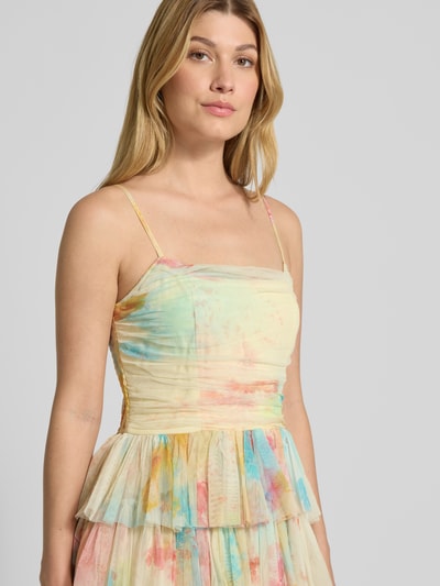 LACE & BEADS Cocktailjurk in laagjeslook Geel - 3