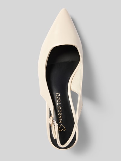 Produktfoto, Pumps mit offener Ferse von Marco Tozzi in Creme mit Dornschließe, Spitze Passform, glatte Sohle, Absatzhöhe: 5 cm, Größe 40.
