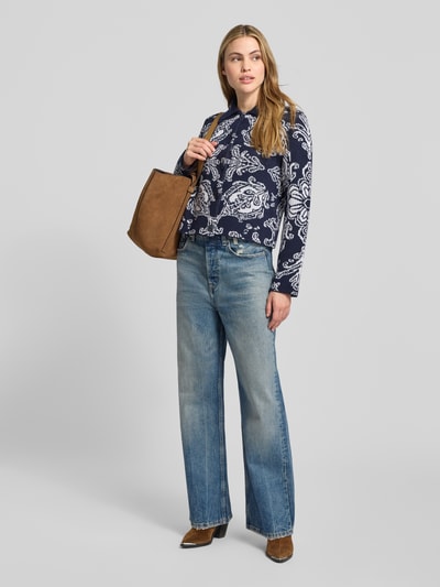 Marc Cain Cardigan van een mix van scheerwol en kasjmier met platte kraag Marineblauw - 1