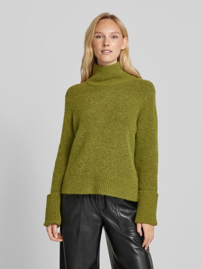 Selected Femme Gebreide pullover met opstaande kraag, model 'SIA' Lichtgroen - 4