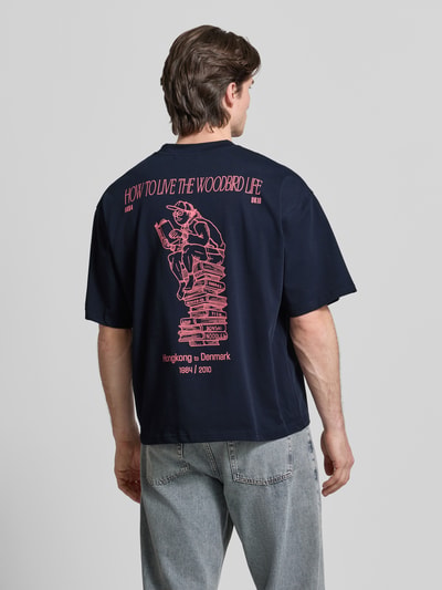 WOODBIRD T-shirt z nadrukiem z logo Model „Beam” Granatowy 5