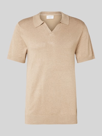 Lindbergh Slim Fit Poloshirt mit V-Ausschnitt Modell 'Ecovero' Beige 2