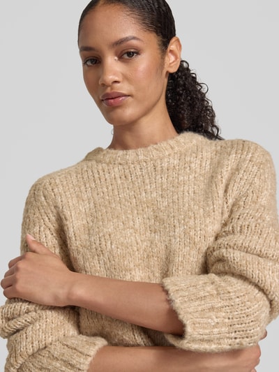 Jake*s Casual Oversized Strickpullover mit Rundhalsausschnitt Camel 3