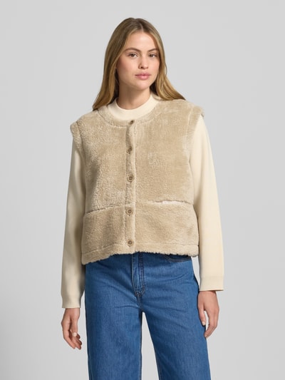 Christian Berg Woman Kamizelka z sztucznego futra z okrągłym dekoltem Piaskowy 4