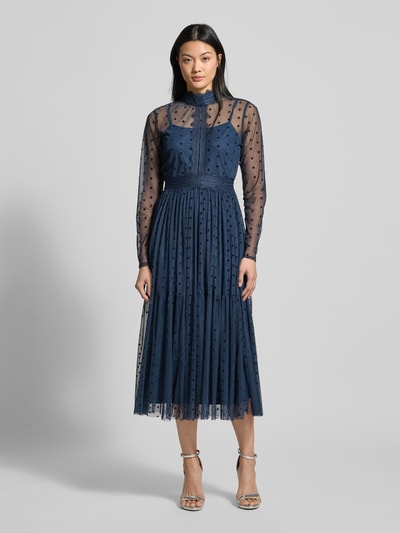 LACE & BEADS Cocktailkleid mit Stehkragen Marine 4