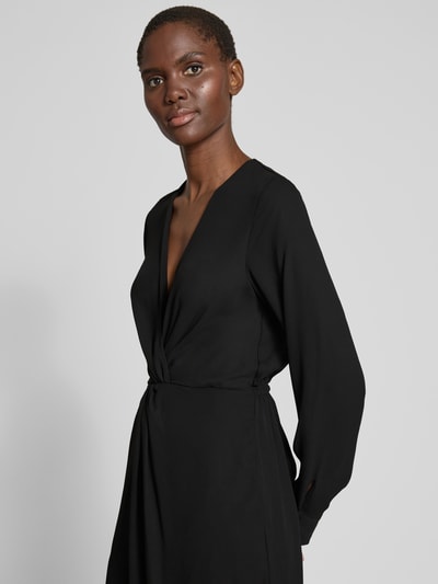HUGO Midi-jurk met knoopdetail, model 'Koventi' Zwart - 3