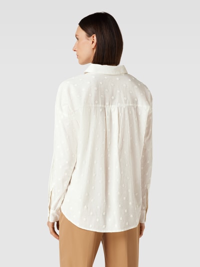 Tom Tailor Denim Bluse in unifarbenem Design mit Strukturmuster Offwhite 5