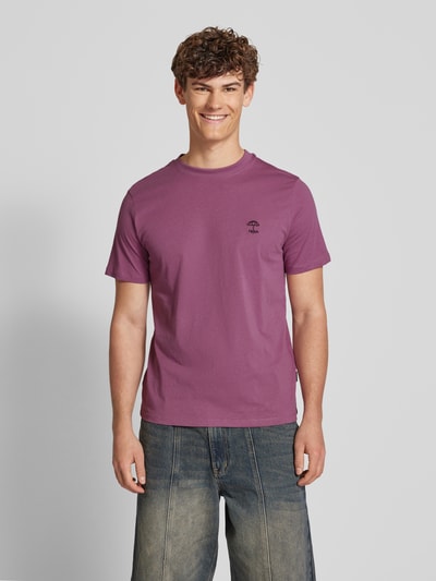 Blend T-Shirt mit geripptem Rundhalsausschnitt Modell 'JENS' Aubergine 4