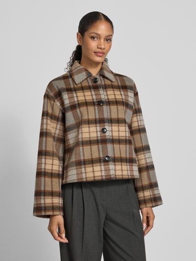 Jake*s Collection Kurtka z wykładanym kołnierzem i listwą guzikową Piaskowy 4