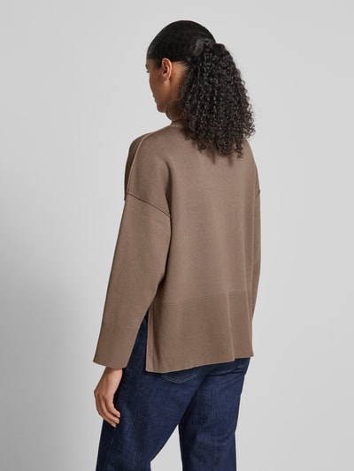 Vila Oversized gebreide pullover met col, model 'OSTRIA' Lichtbruin - 5