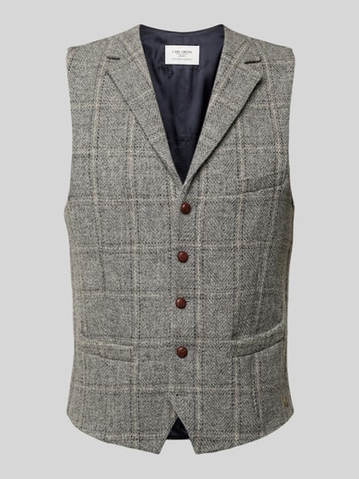 Carl Gross Slim fit gilet van viscose, model 'Warner' Lichtgrijs - 2