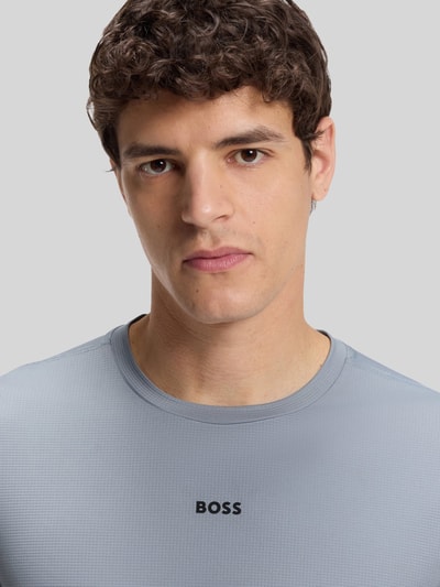 BOSS Green Slim Fit Sport-T-Shirt mit Label-Print Modell 'TS_Active' Rauchblau 3