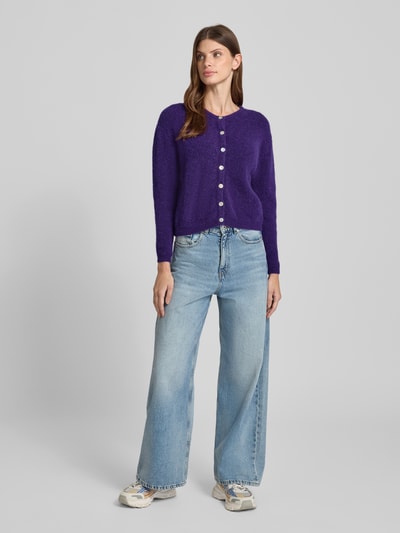 American Vintage Gebreid jack van alpacamix met ronde hals, model 'VITOW' Paars - 1