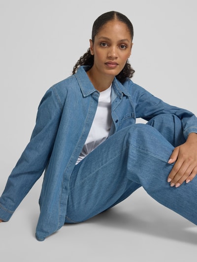 Juvia Hemdbluse mit Brusttasche Jeansblau 3