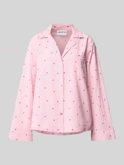 Jake*s Casual Pyjama-Oberteil mit Reverskragen und Brusttasche Rosa 1