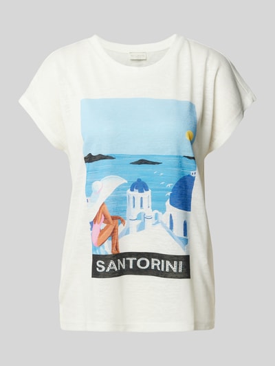 Milano Italy T-Shirt aus Viskose-Mix mit Motiv-Print Offwhite 2