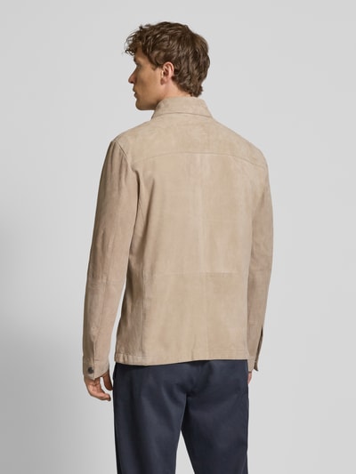 JOOP! Collection Hemdjacke aus Ziegenvelours mit Brusttaschen Modell 'Torn' Beige 5