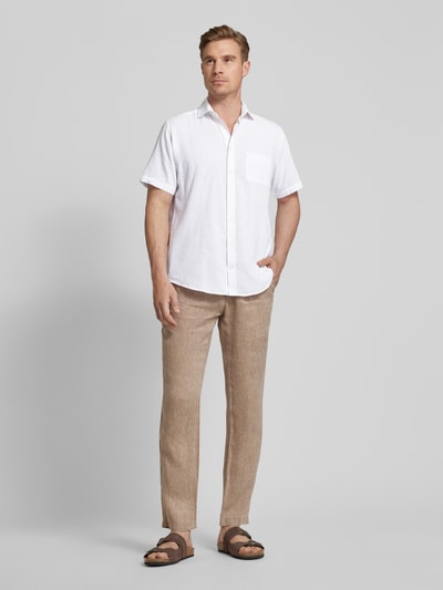 Bruun & Stengade Casual modern fit linnen overhemd met borstzak, model 'LOTT' Wit - 1