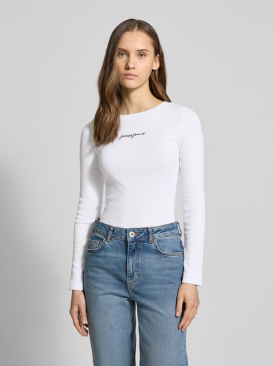 Guess Jeans Longsleeve mit Label-Stitching Weiss 4