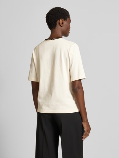 Marc Cain T-shirt met geribde ronde hals Ecru - 5