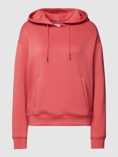 MSCH Copenhagen Hoodie mit Label-Print und Känguru-Tasche Hellrot 2