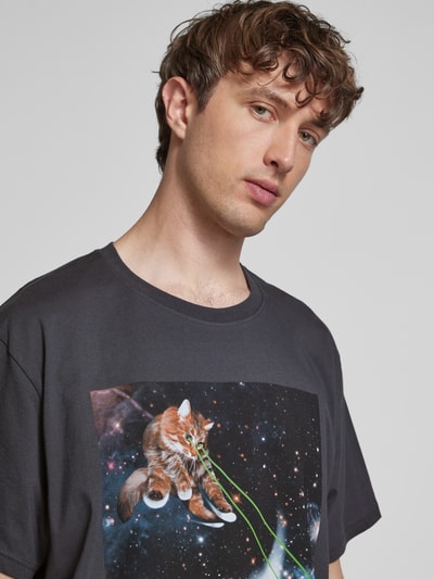 Dedicated Relaxed Fit T-Shirt mit Rundhalsausschnitt Modell 'Lazer Cats' Anthrazit 3