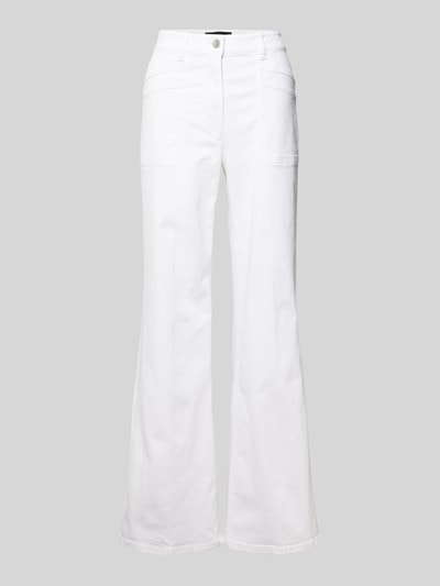 Productfoto, Flared Cut Jeans mit Eingrifftaschen van Luisa Cerano, witte katoenmix met stretch, zichtbare steekzakken, gladde textuur