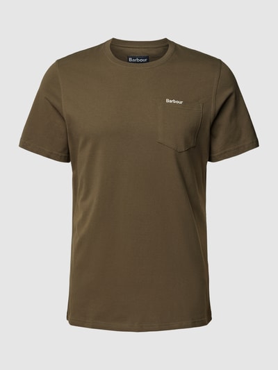 Barbour T-shirt z kieszenią na piersi model ‘Langdon’ Oliwkowy 2