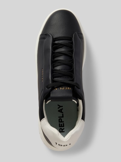 Produktfoto, Sneaker mit Label-Details Modell 'NOTTING MEDIUM' von Replay in Schwarz und Weiß, abgerundete Spitze, Schnürung, Absatzhöhe 4 cm, Schafthöhe 6 cm, Schaftweite 8 cm, Herren, Obermaterial mit glatter Textur, Größenangabe 44.