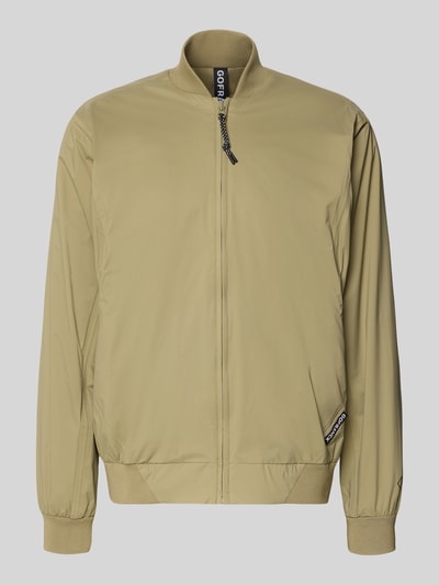 Produktfoto, Blouson mit Label-Detail Modell 'MILD' von GOFRANCK in Beige, Gerader-Schnitt, Stehkragen, Reißverschluss, Gerippte-Abschlüsse