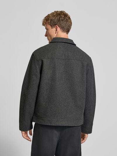 REVIEW Jacke mit Label-Stitching Anthrazit Melange 5
