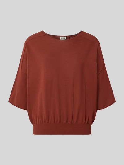 Produktfoto, Strickshirt mit Rundhalsausschnitt Modell 'DILARY' von Drykorn aus Reine Baumwolle in Rostbraun, Regular-Fit, strukturierte Oberfläche