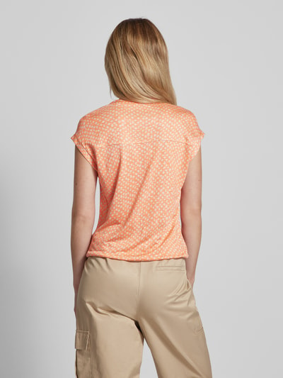 OPUS T-shirt van viscose met all-over motief, model 'Sandu' Koraal - 5