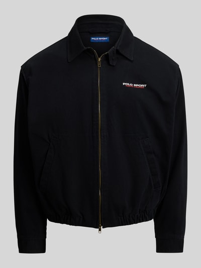 Produktfoto, Regular Fit Blouson aus reiner Baumwolle von Polo Ralph Lauren in Schwarz, Umlegekragen, Zweiwege-Reißverschluss, Twill-Textur, Label Stitching, seitliche Eingrifftaschen, elastischer Rumpfabschluss, langarm, unifarbene Optik