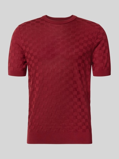 Produktfoto, Strickshirt mit Struktur-Muster von Antony Morato in Rot, Lyocell-Woll-Mix mit geradem Schnitt und Rundhalsausschnitt