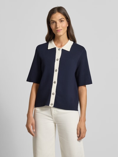 YAS Gebreide cardigan met 1/2-mouwen, model 'LORO' Marineblauw - 4