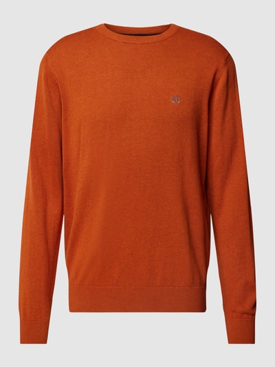 bugatti Strickpullover mit Label-Stitching Rostrot 2