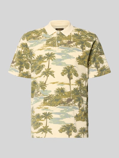 Produktfoto, Regular Fit Poloshirt mit floralem Allover-Print Modell 'Hawaii' von JACK & JONES Premium, Reine Baumwolle, cremegrün, kurzärmelig