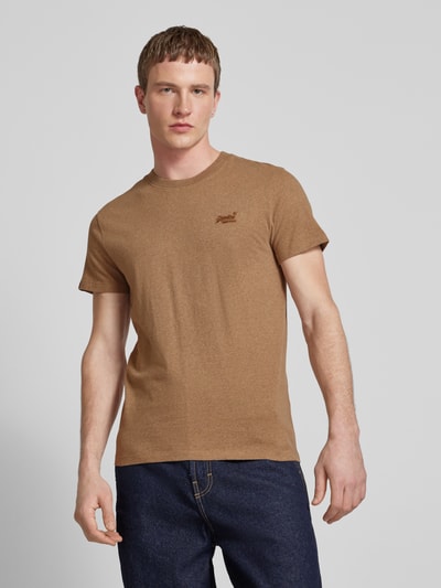 Superdry T-shirt met labelstitching Beige - 4