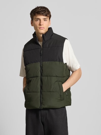 Jack & Jones Bodywarmer met opstaande kraag, model 'MAZE' Olijfgroen - 4