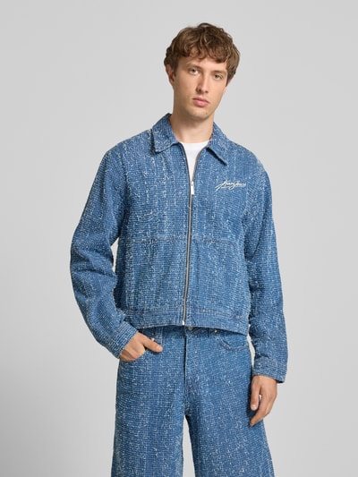 Karl Kani regular fit jack in denimlook met structuurpatroon Jeansblauw - 4