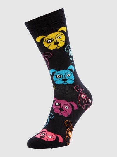 Happy Socks Sokken met all-over print, model 'DOG' Zwart - 1