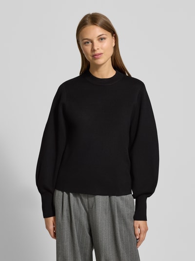 Jake*s Collection Sweter z dzianiny z prążkowanymi wykończeniami Czarny 4